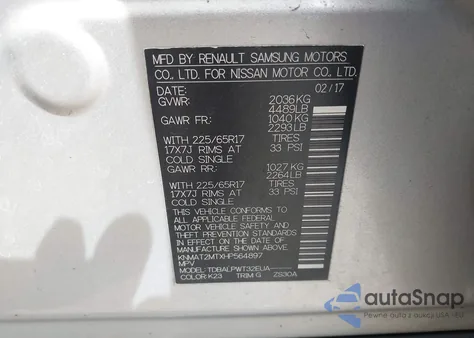 2017 Nissan Rogue S z USA, uszkodzony, nr VIN KNMAT2MTXHP564897